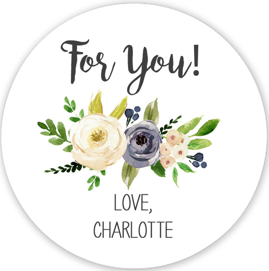 Gray and Ivory Roses Gift Stickers